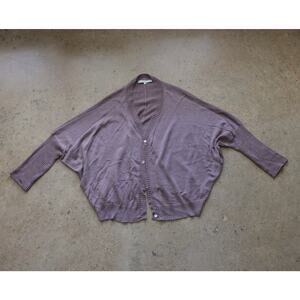 Erica Tanov Mauve Cotton Cardigan Sweater Relaxed Cropped Button Front Size 3